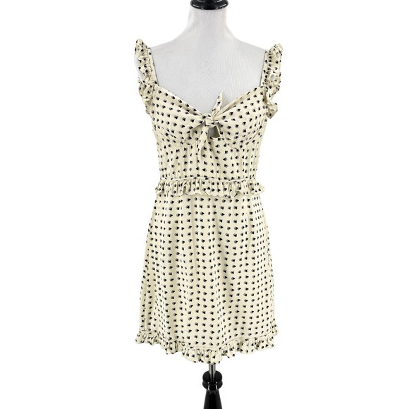 For Love & Lemons Womens Sweetheart Mini Dress Creme Beige Size Large - Picture 5 of 12